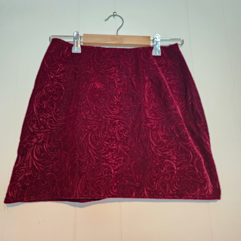 CYKXTEES Y2k Vintage‎  Burgundy VELVET Mini Skirt (M)